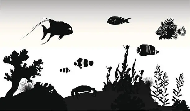 Vector illustration of Under The Sea Vector Silhouette