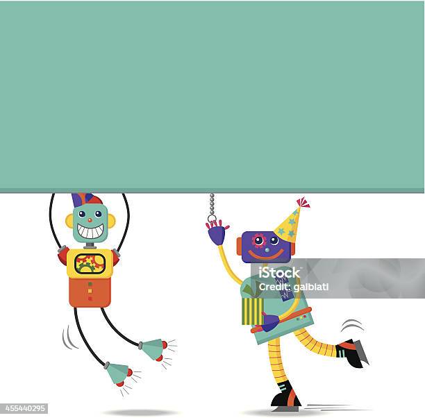 Ilustración de Robots De Cumpleaños Con Cortina Retráctil y más Vectores Libres de Derechos de Cartel - Cartel, Colorido, Cumpleaños