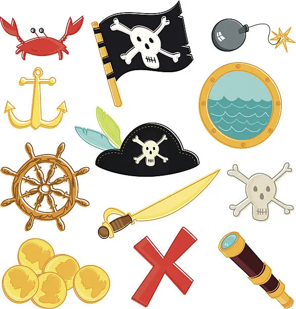 Vector illustration of Sketchy Pirate Essentials