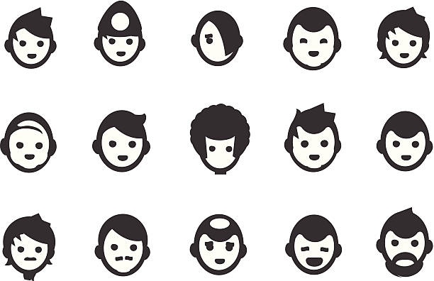 Male User Icons Wonderful user icons and faces.    Professional Vector Icons with High resolution jpeg and transparent PNG file.    emo boy stock illustrations