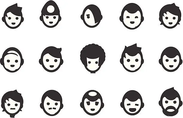 Vector illustration of Male User Icons