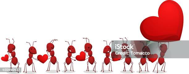 Ants Carrying Hearts Stock Illustration - Download Image Now - Ant, Sensuality, Cute