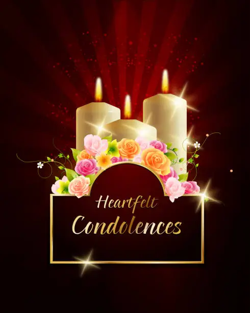 Vector illustration of Condolences Card with Candles