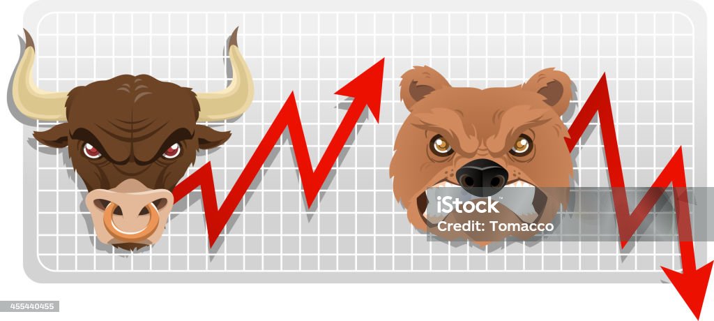 "Bull and bear-Tabelle" - Lizenzfrei Börsenbaisse Vektorgrafik