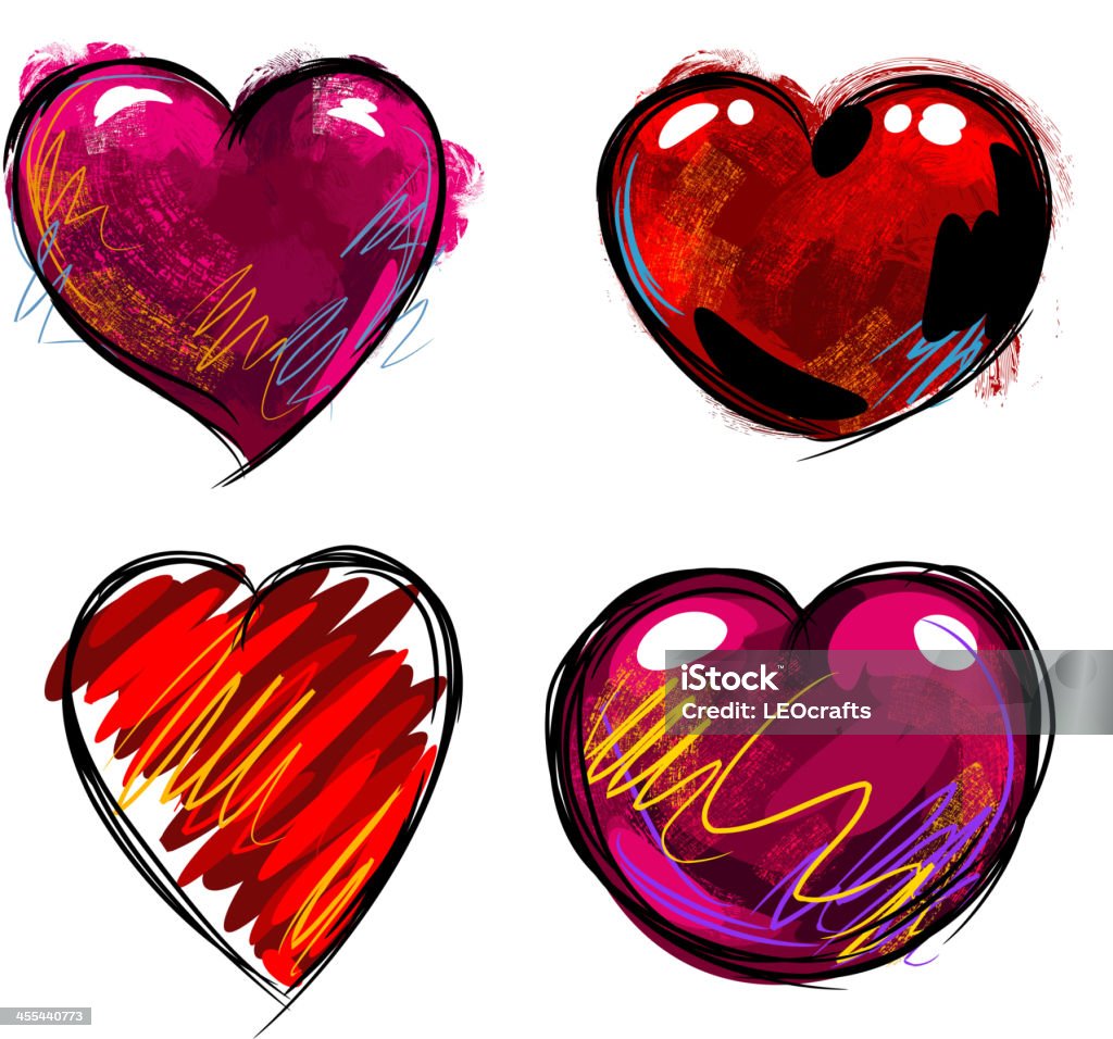Красочные Hearts - Векторная графика Painterly Effect роялти-фри