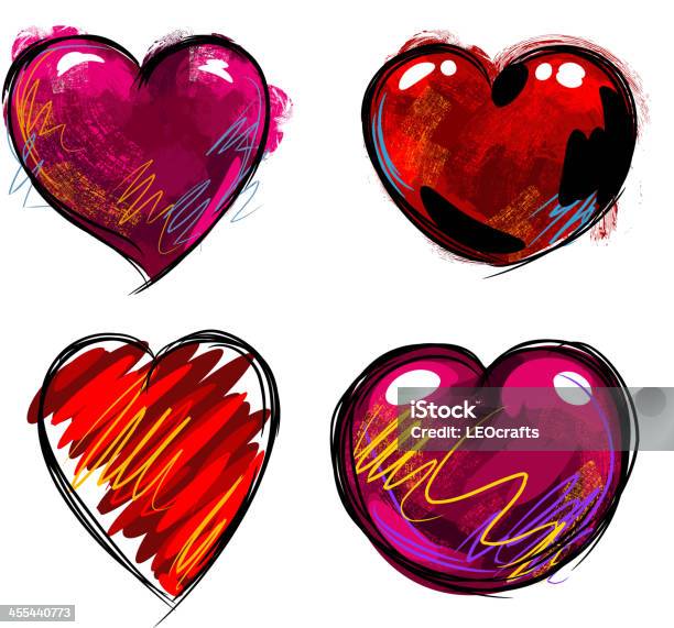 Красочные Hearts — стоковая векторная графика и другие изображения на тему Painterly Effect - Painterly Effect, Векторная графика, День святого Валентина