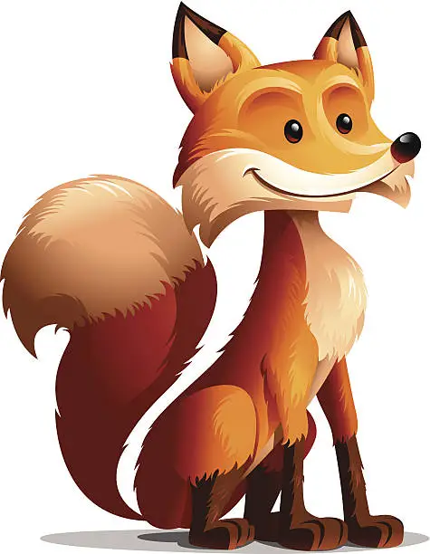 Vector illustration of Red Fox: Seated