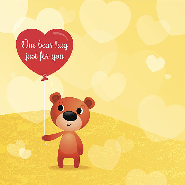 Bear hug vector art illustration