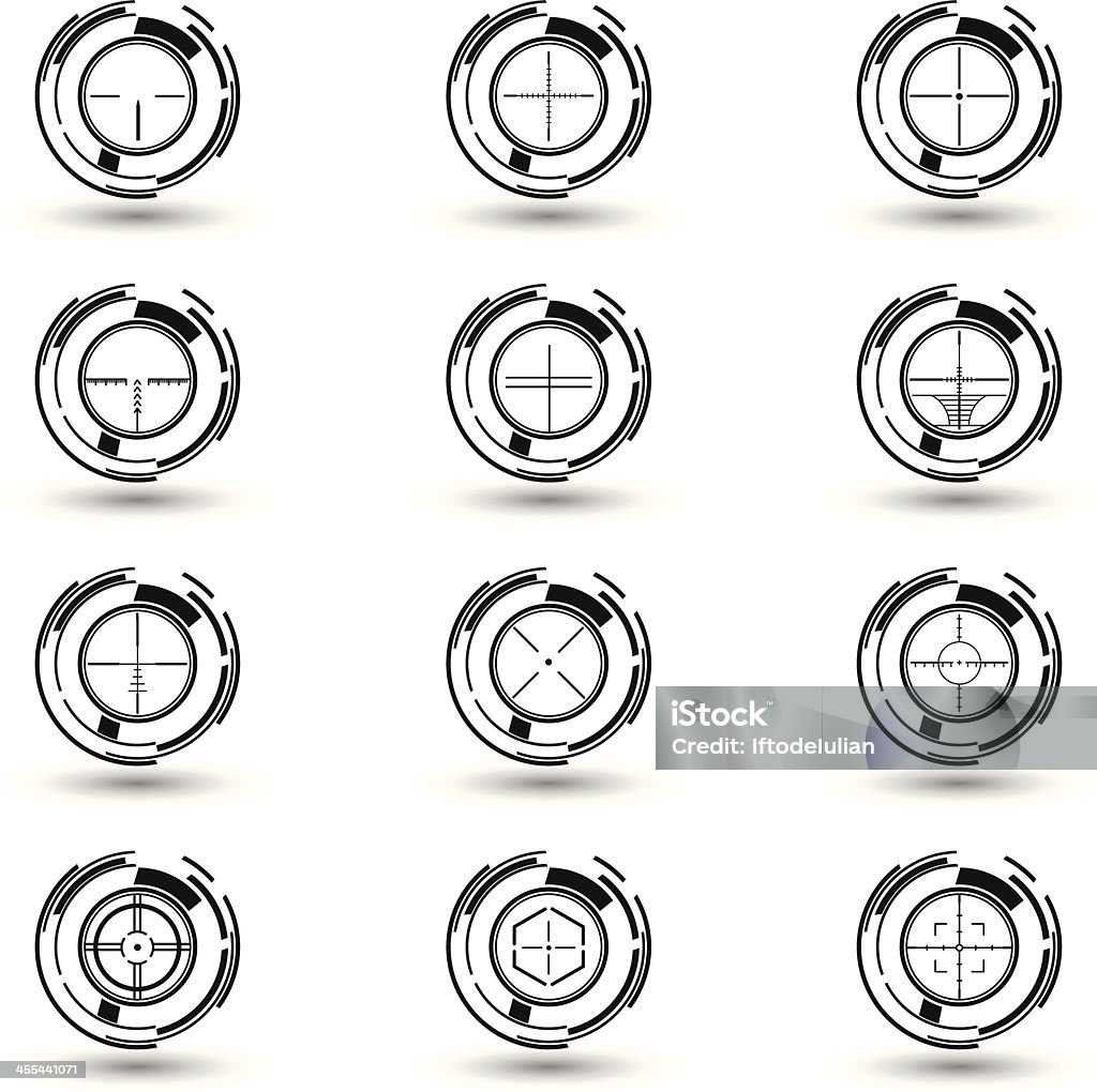 십자선 설정 - 로열티 프리 총격-동작 활동 벡터 아트