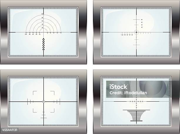 Радар Набор — стоковая векторная графика и другие изображения на тему Взгляд через прицел винтовки - Взгляд через прицел винтовки, Мишень, АК-47