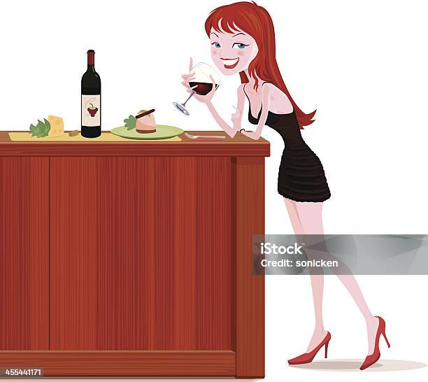 Ilustración de Chica Con Vino y más Vectores Libres de Derechos de Borracho - Borracho, Sensualidad, Tarta - Postre