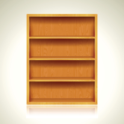 istock Wooden Bookshelves Background 455441173
