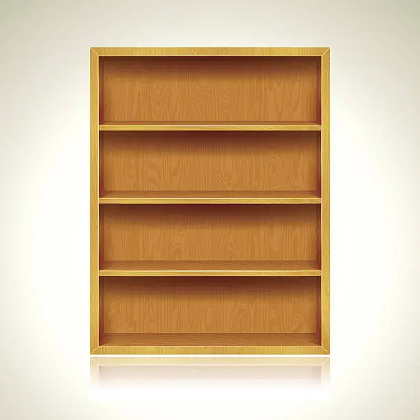Vector illustration of Wooden Bookshelves Background