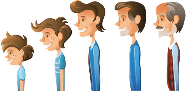 ilustrações de stock, clip art, desenhos animados e ícones de homem através de tempo - aging process image sequence child women