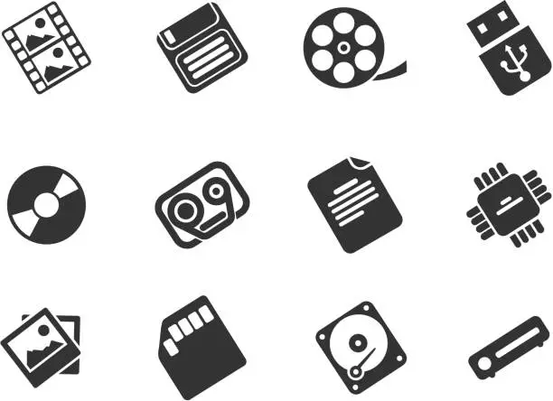 Vector illustration of information carriers icons