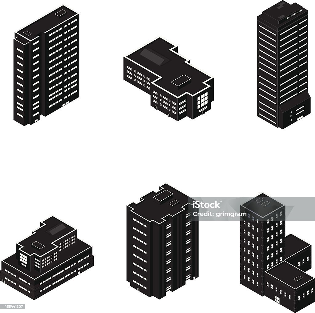 Isométricos los edificios de apartamentos - arte vectorial de Arquitectura exterior libre de derechos