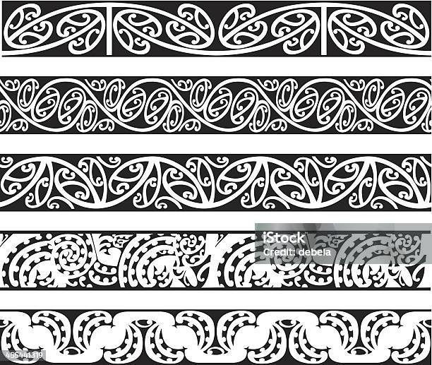 Maori Kowhaiwhai Seamless Designs Stock Illustration - Download Image Now - Koru, Pattern, Vector