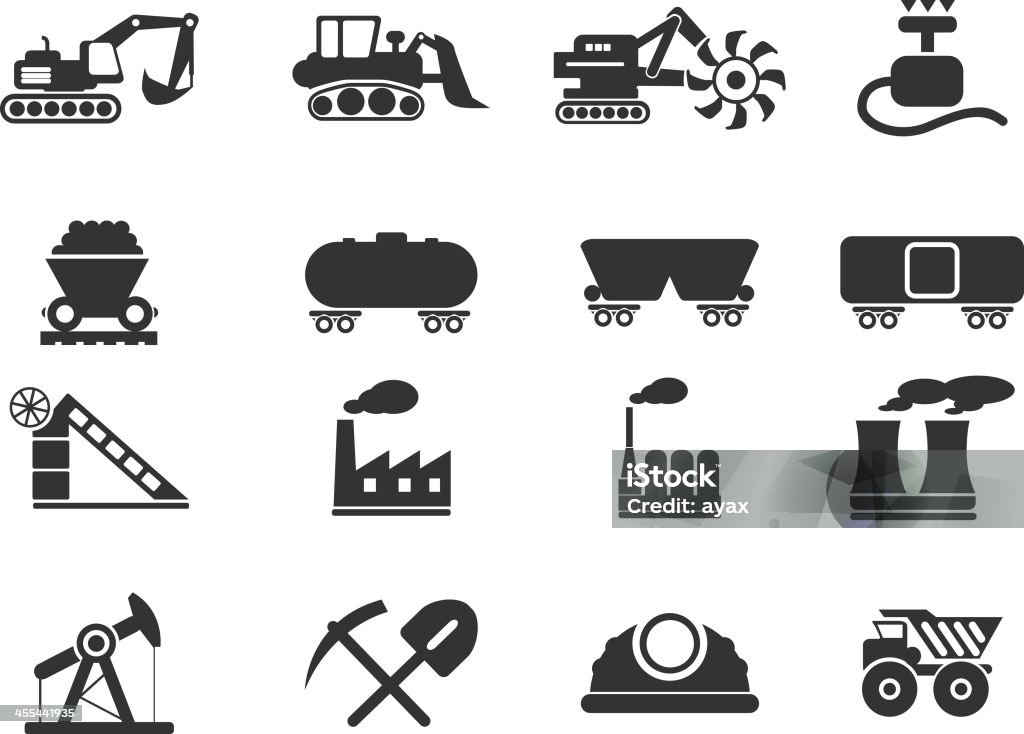 Fábrica e indústria símbolos - Vetor de Carvão royalty-free