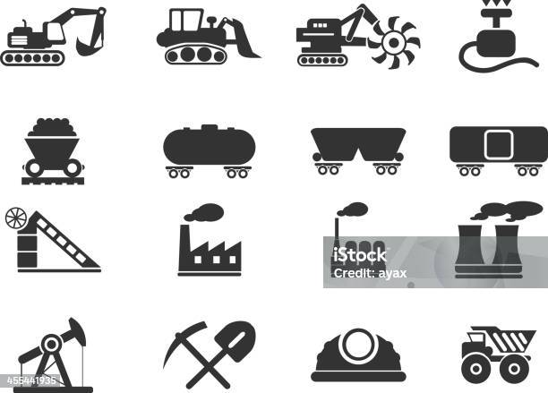 Vetores de Fábrica E Indústria Símbolos e mais imagens de Carvão - Carvão, Pá, Escavadora Mecânica