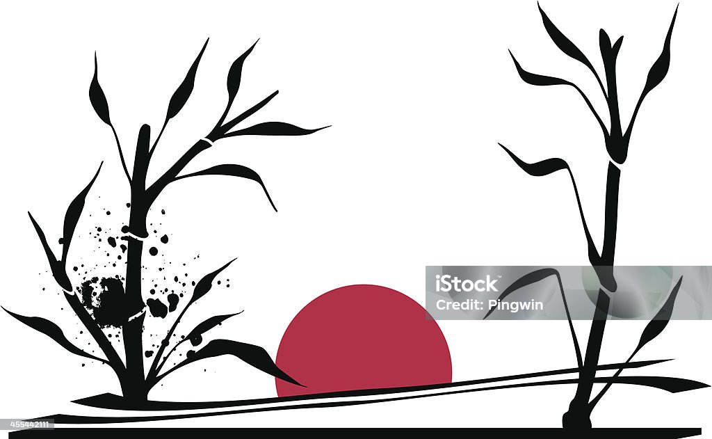 Japonia Krajobraz - Grafika wektorowa royalty-free (Bambus - Wiechlinowate)