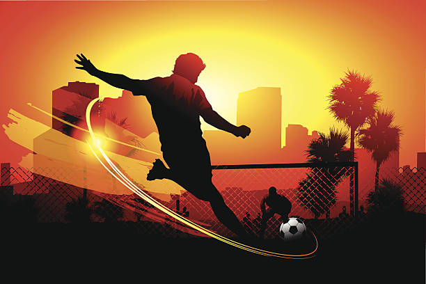 ilustraciones, imágenes clip art, dibujos animados e iconos de stock de city de fútbol - delantero de fútbol