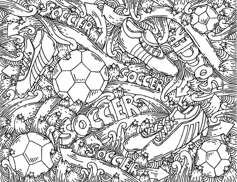 Abstract soccer themed doodles background