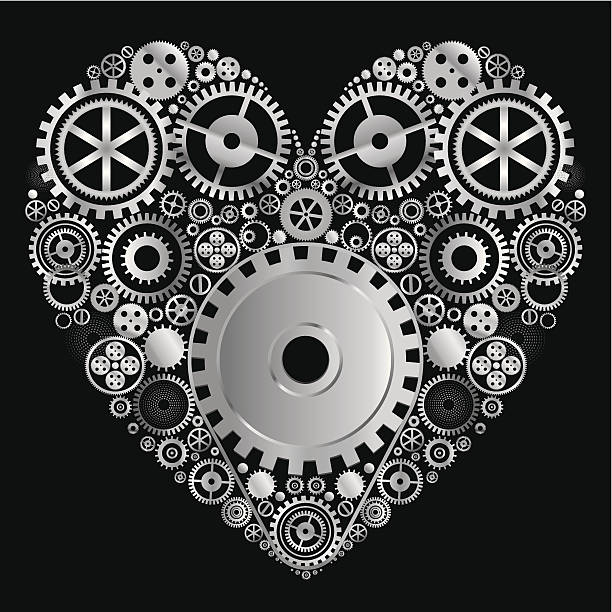 illustrazioni stock, clip art, cartoni animati e icone di tendenza di cuore in metallo - love teamwork cooperation machine