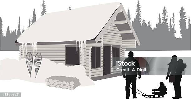Wintersledding - Stockowe grafiki wektorowe i więcej obrazów Sylwetka - Sylwetka, Wyścigi na rakietach śnieżnych, Dom z bali