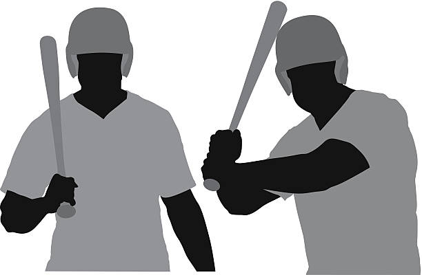 실루엣 선으로나 baseball player - white background baseball one person action stock illustrations