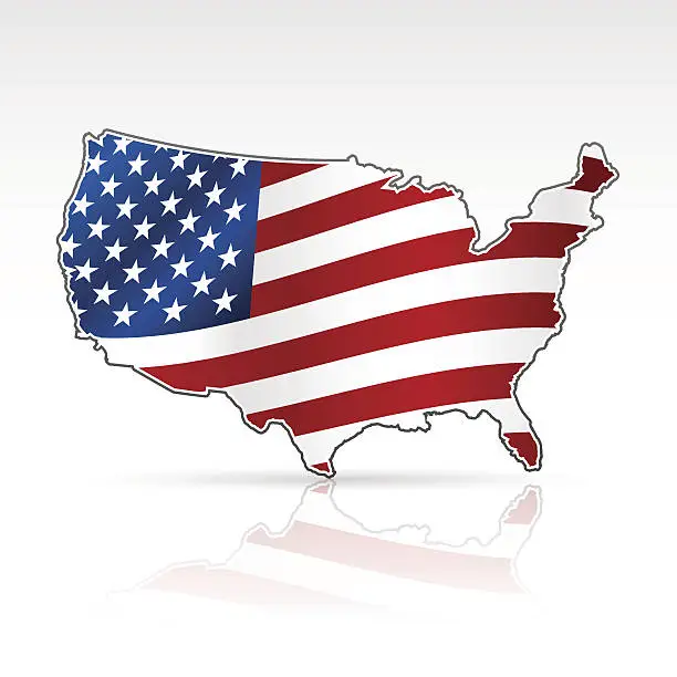 Vector illustration of USA flag map