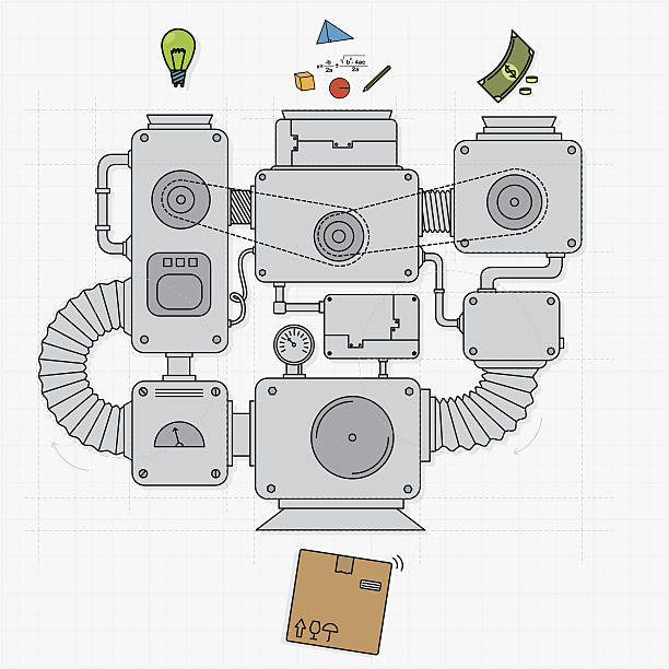 процесс производства - engine room stock illustrations