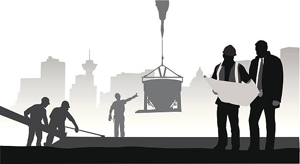 Day's Work A-Digit concrete silhouettes stock illustrations