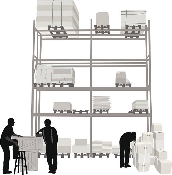 Silhouette Of A Warehouse Building Illustrations, Royalty-Free Vector