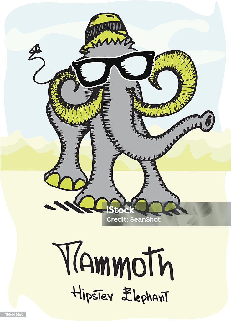 Mammoth-Hipster de elefante - Vetor de Animal royalty-free