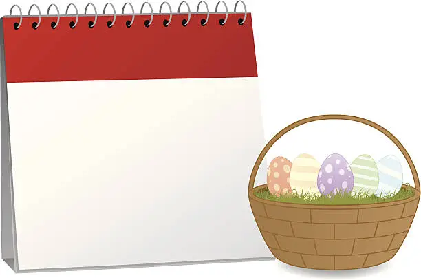Vector illustration of Blank Calendar with Easter Egg Theme