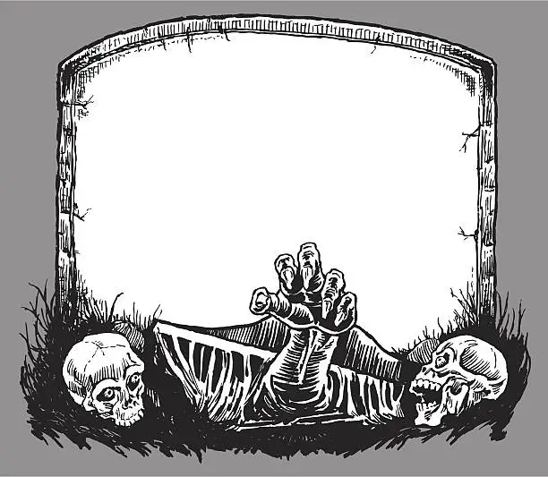 Vector illustration of Halloween Sign with Skulls