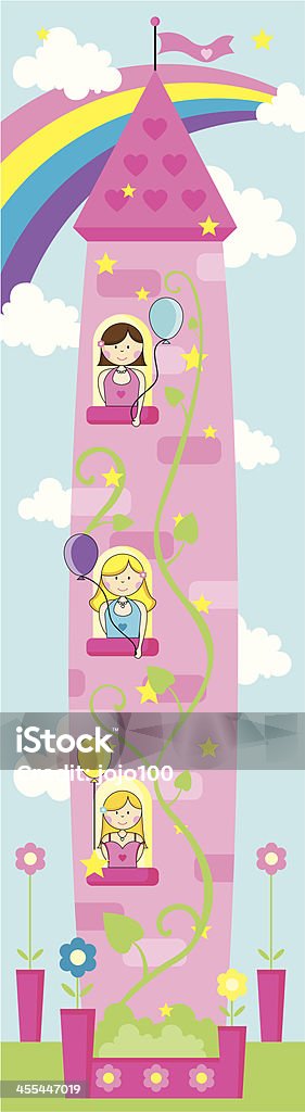 Tall Princesse Beanstalk Tower avec arc-en-ciel - clipart vectoriel de Adolescent libre de droits
