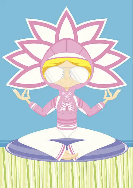 Vector illustration of Yoga Girl in Hoodie & Sunglasses
