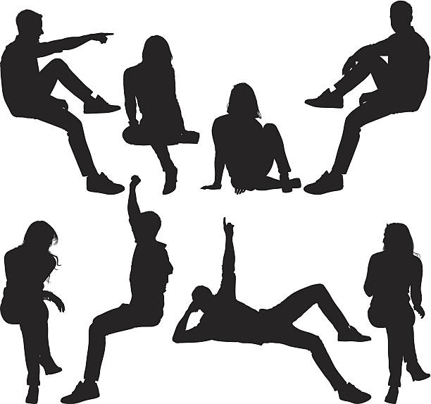 Men and women on ledge Men and women on ledgehttp://www.twodozendesign.info/i/1.png outline silhouette black and white adults only stock illustrations