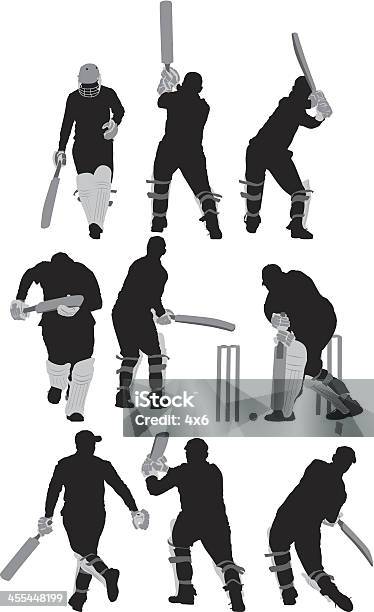 Mehrere Bilder Männer Spielen Cricket Stock Vektor Art und mehr Bilder von Cricket - Cricket, Cricket-Spieler, Kontur