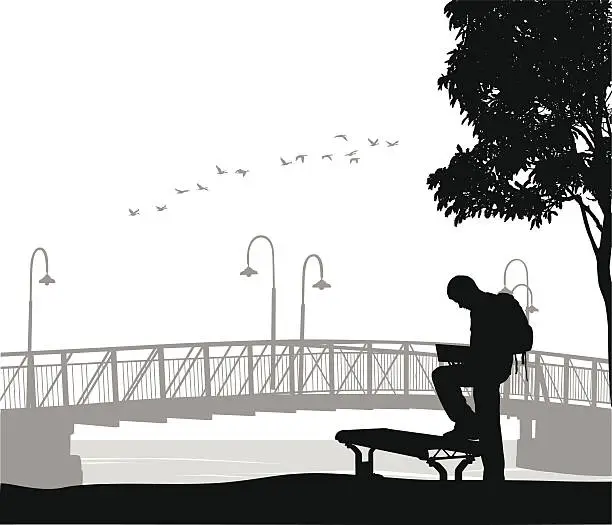 Vector illustration of Reading At The Park