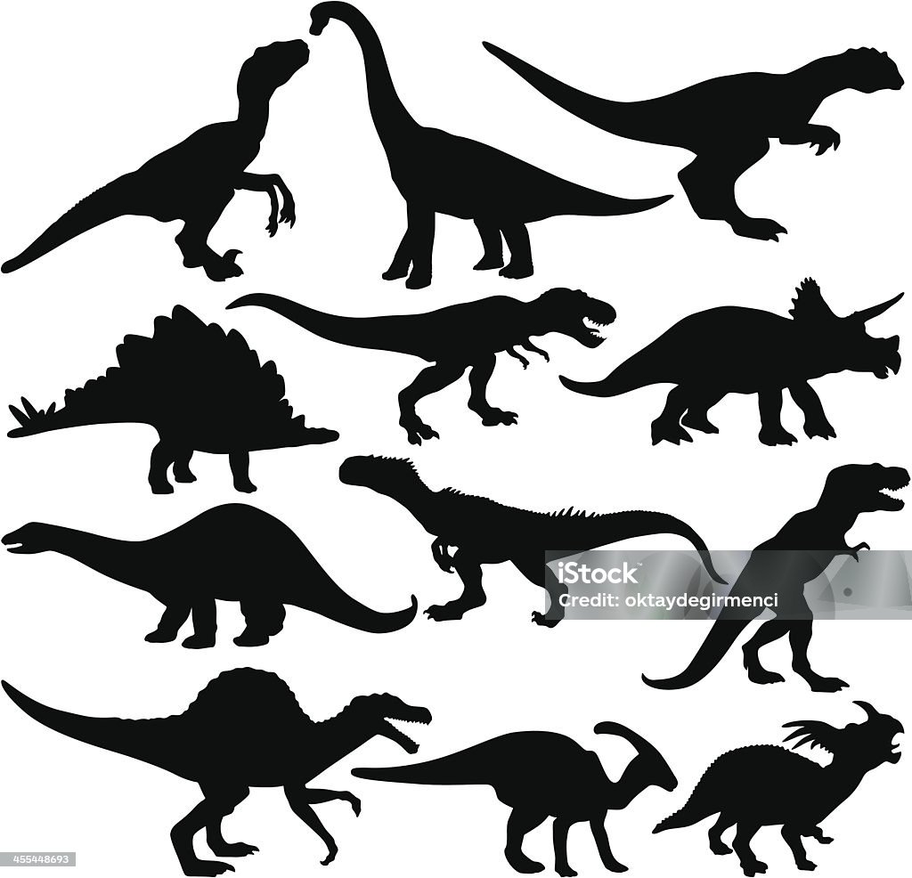 dinosaurs twelve different dinosaur silhouette Dinosaur stock vector