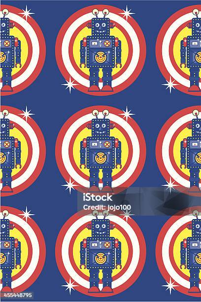 Tin Robot Seamless Repeat Pattern Stock Illustration - Download Image Now - Robot, Cute, Toy