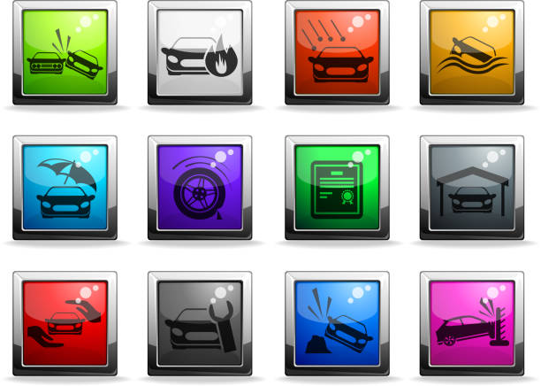 Car Insurance Icons Car Insurance Icons. EPS 10 file with transparencies. See also: car hailstorm stock illustrations