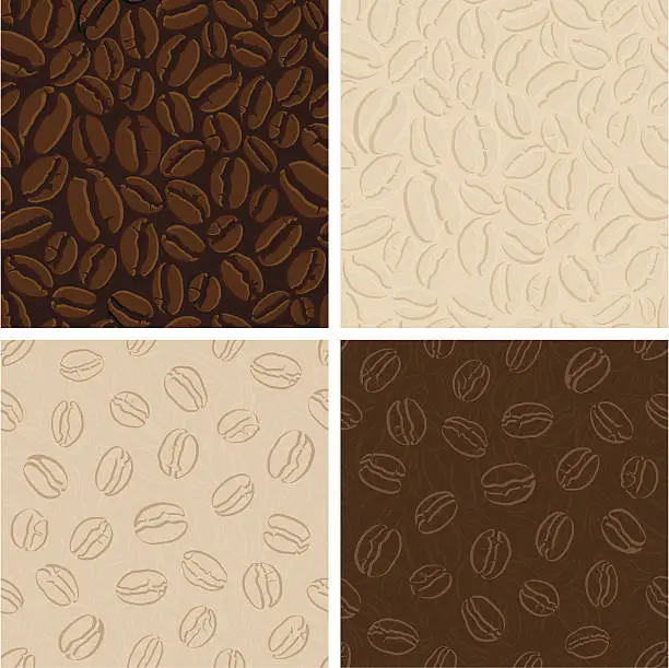 Vector illustration of Set of seamless coffee patterns