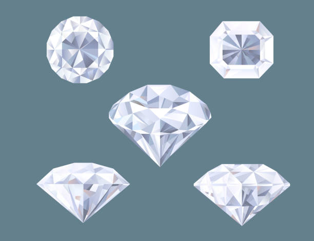 illustrazioni stock, clip art, cartoni animati e icone di tendenza di luccicanti a forma di diamante gioiello brillante cristallo preziosa gemma set - diamante