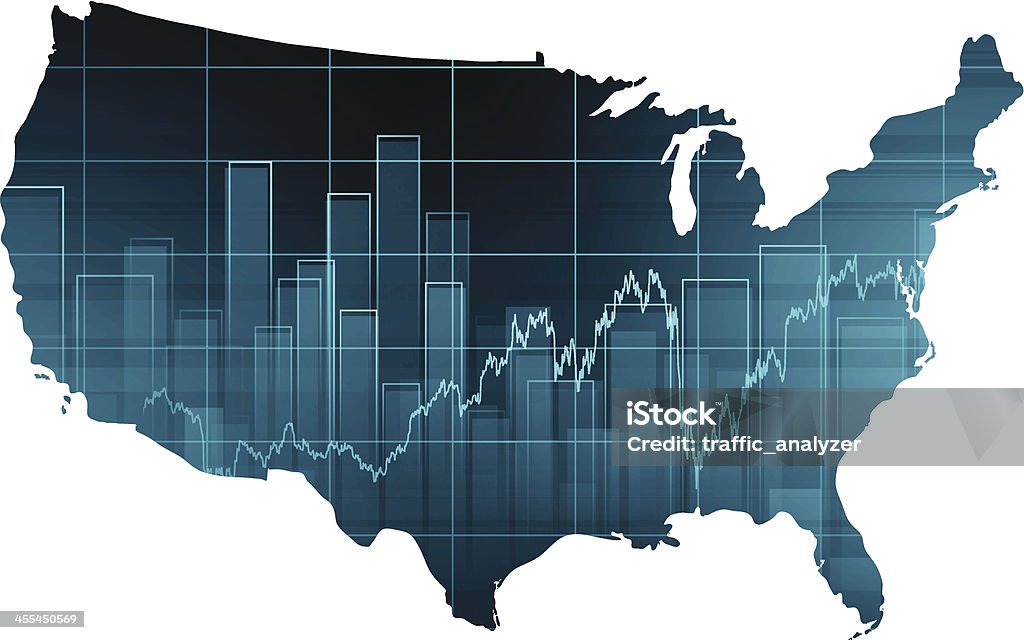 Stock market Tabelle über USA - Lizenzfrei USA Vektorgrafik