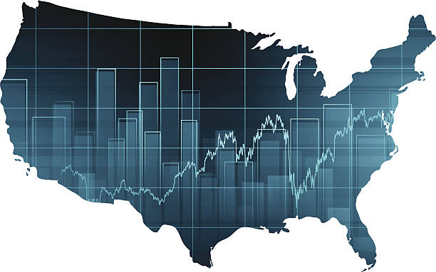 ilustrações de stock, clip art, desenhos animados e ícones de gráfico de bolsa de valores de estados unidos - investment finance frequency blue