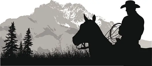 Vector illustration of Mountain Cowboy