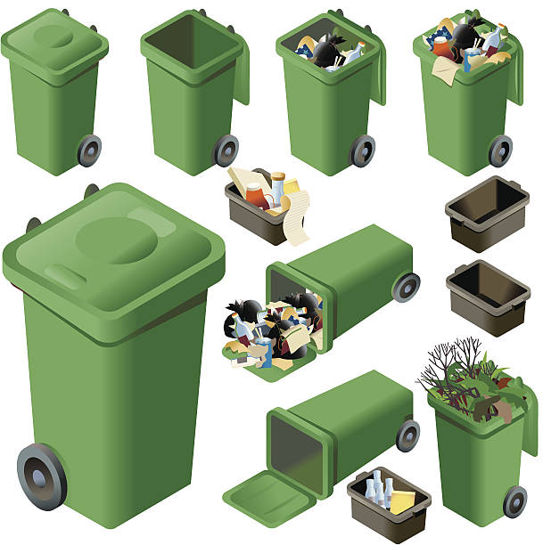 illustrazioni stock, clip art, cartoni animati e icone di tendenza di rifiuti verdi - garbage can